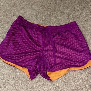 Danskin purple + orange reversible athletic shorts